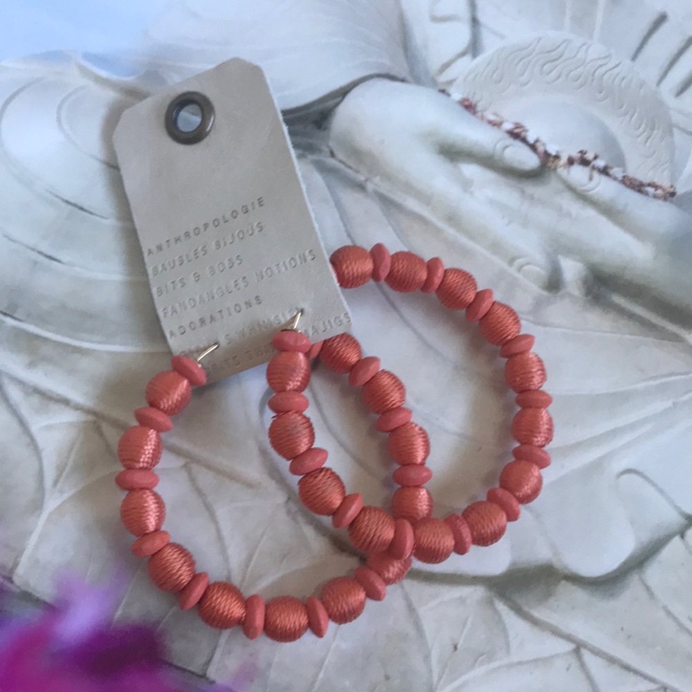 Anthropologie bead and thread hoops